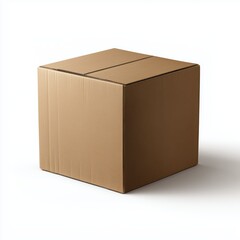 Fototapeta premium Simple Brown Cardboard Box , isolated on white background png