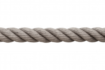Horizontal close-up of a sturdy, textured rope on a transparent background, ideal for various design applications