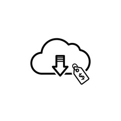 Cloud download with price tag icon