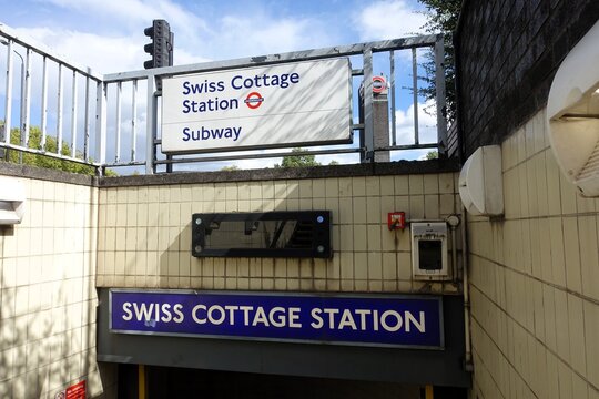 Entrance signage for Swiss Cottage London Underground Station