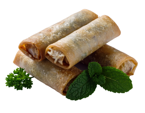 Filipino Turon Spring Rolls on White
