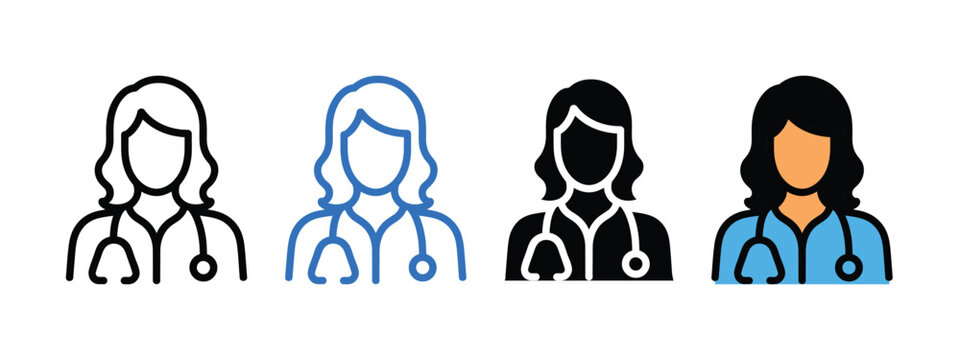 Female doctor icon vector. stethoscope for healthcare and clinic use symbol. vector illustration.
