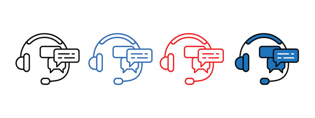 Online customer service icon vector. Professional headset icon set for customer support and online communication solutions symbol. vector illustration.