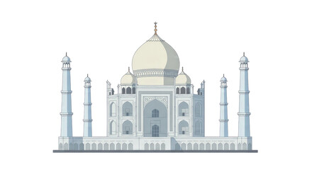 Pixel Art Illustration of the Taj Mahal Against a Transparent Background: A Detailed Architectural Rendering in White and Off-White Hues, Ideal for