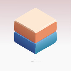 Obraz premium Beige Orange And Blue Layered Cube With Gradient Background