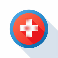 Fototapeta premium White Textured Cross on Red and Blue Circle With Drop Shadow