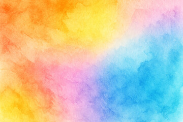 Abstract Watercolor Texture with Orange Yellow Pink and Blue Color Blends