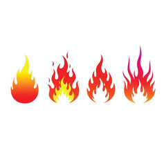 Four Stylized Fire Flame Icons in Gradient Colors Keywords: fire, flame, icon, set, stylized