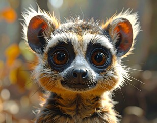 Obraz premium Close-up portrait of a cute lemur-like creature