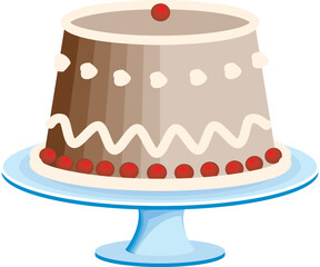 Delicious chocolate cake with frosting and sprinkles isolated on white background