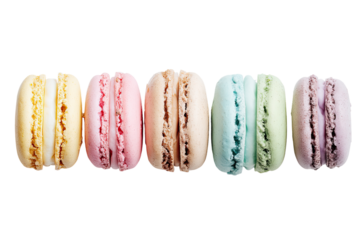 Colorful macarons in a row