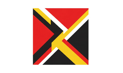 Abstract geometric design with red, yellow, and black shapes isolated on transparent background