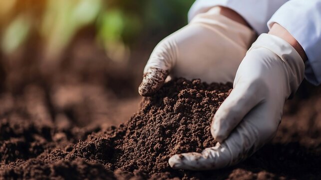 Chemistry research agriculture scientist analyzing soil samples in lab sustainable farming scientific crop development environmental chemistry