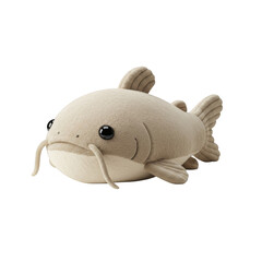 Fototapeta premium Isolated Plush Light Brown Catfish Toy with Black Eyes on Transparent Background