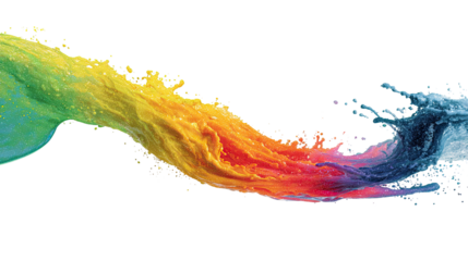 Abstract liquid flow in vibrant colors.  A dynamic, flowing design of rainbow hues, suggesting movement and energy.  The colors blend and dissipate into a dark background