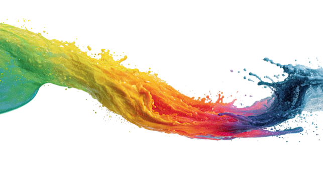 Abstract liquid flow in vibrant colors.  A dynamic, flowing design of rainbow hues, suggesting movement and energy.  The colors blend and dissipate into a dark background