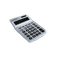 White Chalk Outline Calculator Sketch, Simple Design, Clean Modern Style, Isolated on Transparent Background, Math Tool Illustration