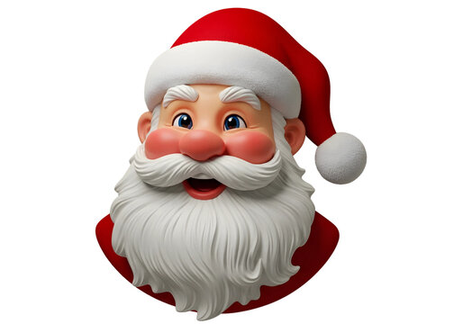 Close up of a cheerful santa claus face with a red hat and white beard on a black background - Powered by Adobe