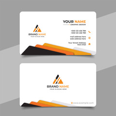 Yellow modern creative business card and name card horizontal simple clean template vector design