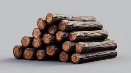 Stack of Dark Brown Logs, Rustic Wood Pile, Timber Texture