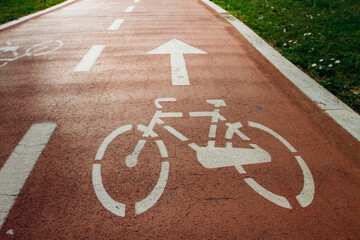 Close-up of a Bicycle painted on a Bicycle lane