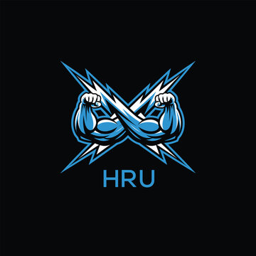 HRU  Fitness Logo. HRU Company logo design for entrepreneur and business. HRU Sports Branding Design best icon.
