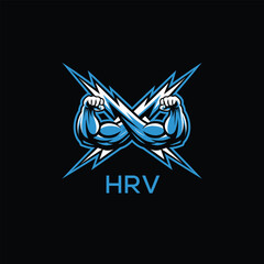 HRV  Fitness Logo. HRV Company logo design for entrepreneur and business. HRV Sports Branding Design best icon.
