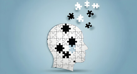 Incomplete Puzzle Head Missing Pieces Mental Health Brain