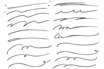 手描きの文字の下の線　アンダーラインセット　ベクター