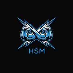 HSM  Fitness Logo. HSM Company logo design for entrepreneur and business. HSM Sports Branding Design best icon.
