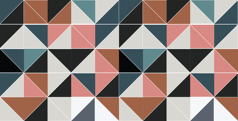 geometric, abstract, triangular pattern, color blocks, pastel colors, retro, vintage, minimalist, clean lines, sharp angles, seamless repeat, modern, digital art