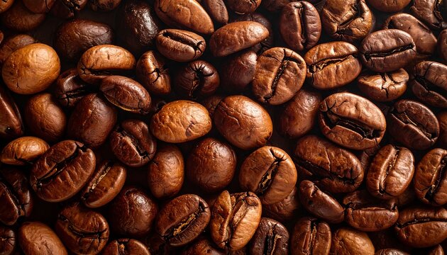 Roasted coffee beans close-up