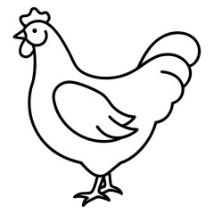 Simple line drawing of a chicken silhouette on white background