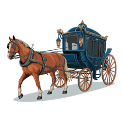 A vintage horse-drawn carriage in Paris is an elegant symbol of old-world travel and tourism