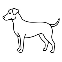 Simple outline illustration of a dog standing facing left silhouette