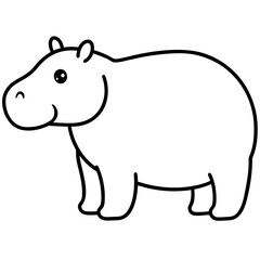 Cute cartoon hippopotamus with big eyes and a friendly smile silhouette