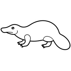 Simple black and white outline drawing of a platypus silhouette
