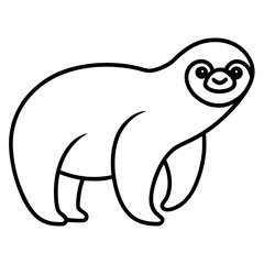 Cute cartoon sloth outline illustration simple and clean silhouette