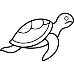 Simple and cute cartoon sea turtle swimming gracefully in the ocean silhouette