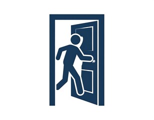 Person exiting a door