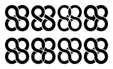 Seamless Pattern of Interlocking Infinity Symbols in Black and White