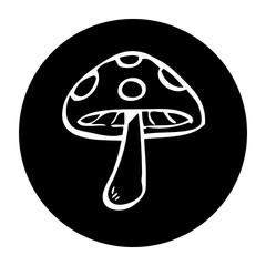 black and White illustration of mushroom icon