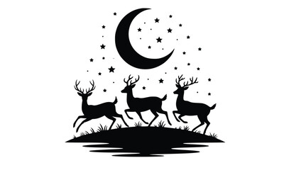 Horse and goat silhouette vector illustration with animal design elements