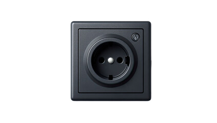 Fototapeta premium Dark gray square electrical outlet, front view