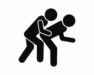 Wrestling match icon silhouette illustration