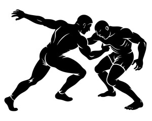 Wrestling match silhouette illustration