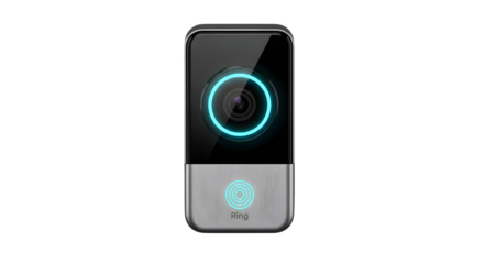 Smart doorbell with a camera isolated on transparent background, providing a modern and secure way to monitor your homes entrance with convenience