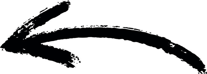 Black Paint Brush Left Arrow – Hand Drawn Marker Stroke Direction Symbol Vector