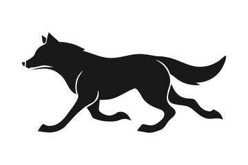 Wolf pack running silhouette illustration