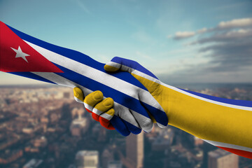 Shaking hands Cuba and Cyprus